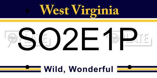 SO2E1P West Virginia License Plate