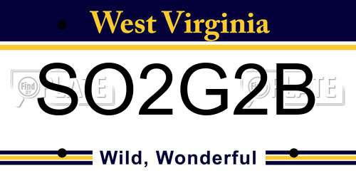 SO2G2B West Virginia License Plate