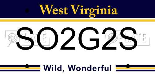SO2G2S West Virginia License Plate