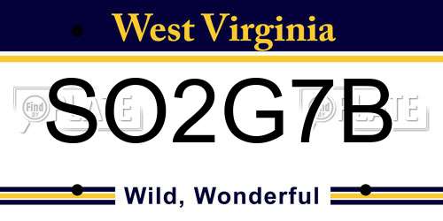 SO2G7B West Virginia License Plate