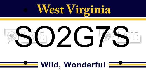 SO2G7S West Virginia License Plate