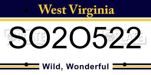 SO2O522 West Virginia License Plate