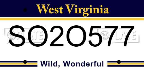SO2O577 West Virginia License Plate