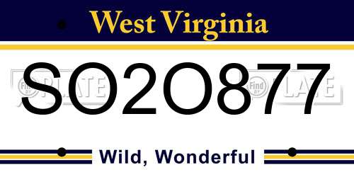 SO2O877 West Virginia License Plate