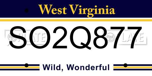 SO2Q877 West Virginia License Plate