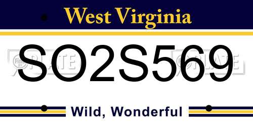 SO2S569 West Virginia License Plate