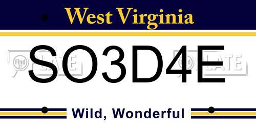 SO3D4E West Virginia License Plate