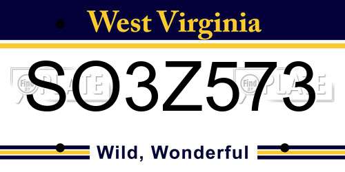 SO3Z573 West Virginia License Plate