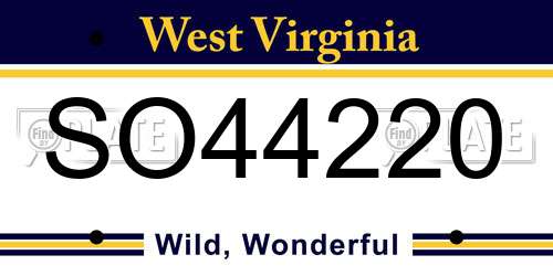 SO44220 West Virginia License Plate