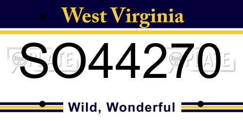 SO44270 West Virginia License Plate