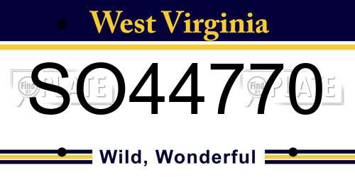 SO44770 West Virginia License Plate