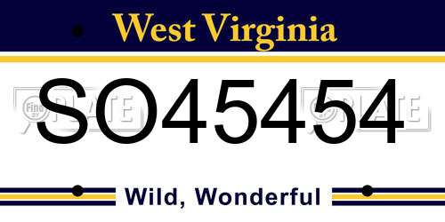 SO45454 West Virginia License Plate