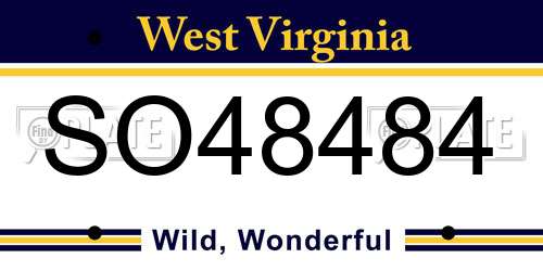SO48484 West Virginia License Plate