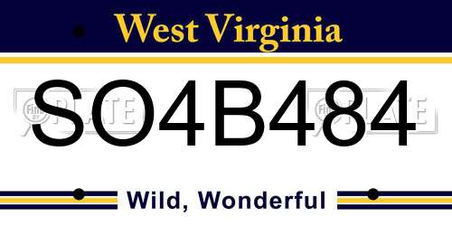 SO4B484 West Virginia License Plate