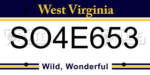 SO4E653 West Virginia License Plate