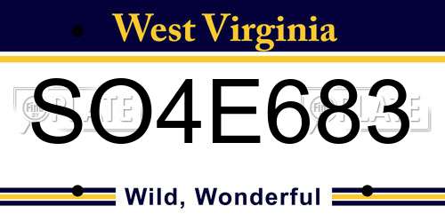 SO4E683 West Virginia License Plate
