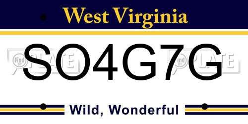 SO4G7G West Virginia License Plate