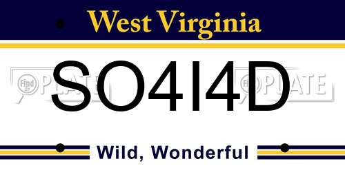 SO4I4D West Virginia License Plate