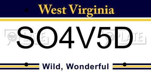 SO4V5D West Virginia License Plate