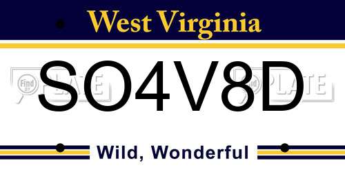 SO4V8D West Virginia License Plate
