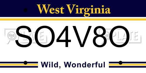 SO4V8O West Virginia License Plate