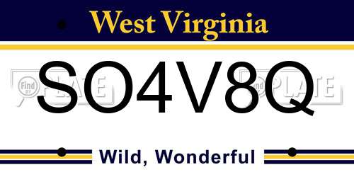 SO4V8Q West Virginia License Plate