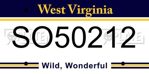 SO50212 West Virginia License Plate