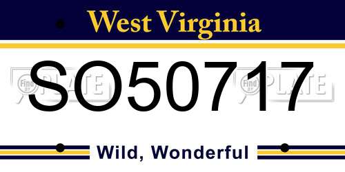 SO50717 West Virginia License Plate