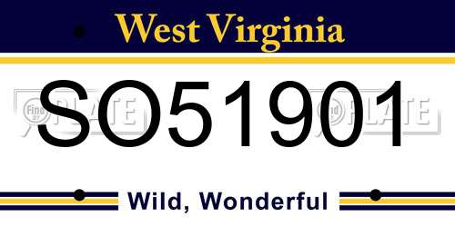 SO51901 West Virginia License Plate