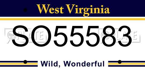 SO55583 West Virginia License Plate