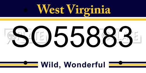 SO55883 West Virginia License Plate