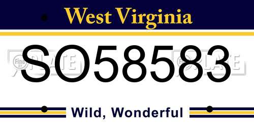 SO58583 West Virginia License Plate