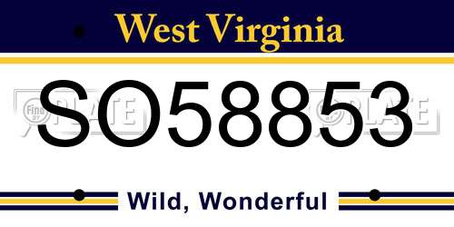 SO58853 West Virginia License Plate
