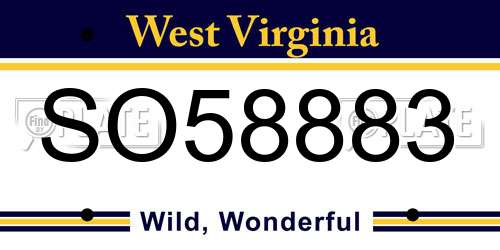 SO58883 West Virginia License Plate