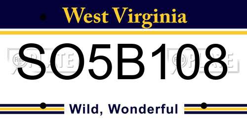 SO5B108 West Virginia License Plate