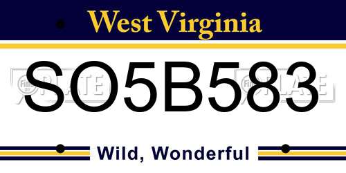 SO5B583 West Virginia License Plate