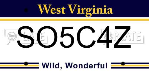 SO5C4Z West Virginia License Plate