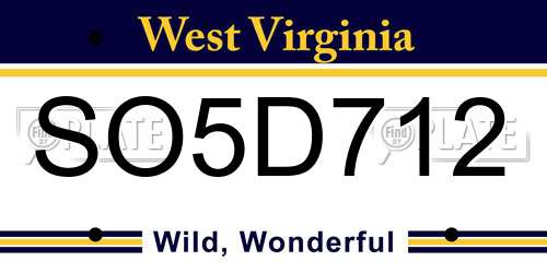 SO5D712 West Virginia License Plate