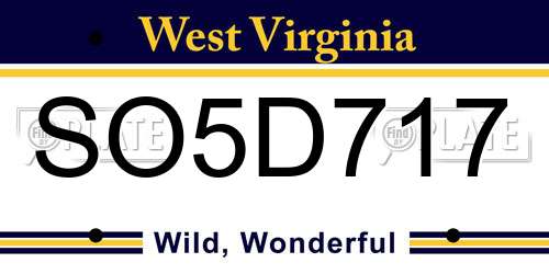 SO5D717 West Virginia License Plate