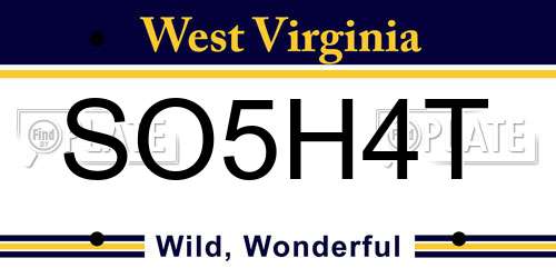 SO5H4T West Virginia License Plate