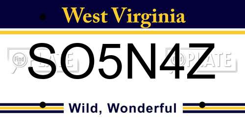 SO5N4Z West Virginia License Plate