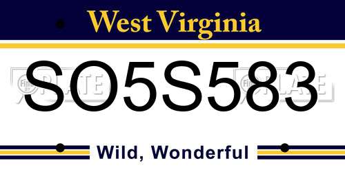 SO5S583 West Virginia License Plate