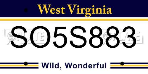SO5S883 West Virginia License Plate