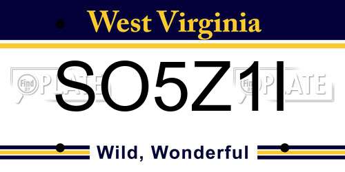 SO5Z1I West Virginia License Plate