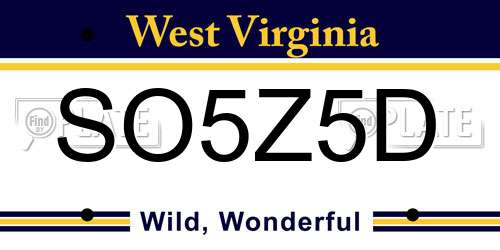 SO5Z5D West Virginia License Plate