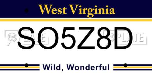 SO5Z8D West Virginia License Plate
