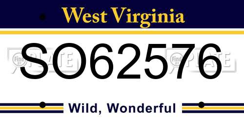 SO62576 West Virginia License Plate