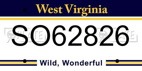 SO62826 West Virginia License Plate