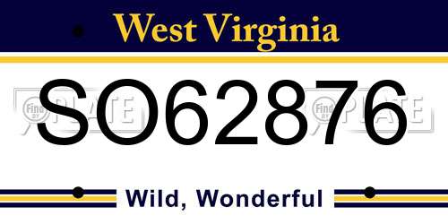 SO62876 West Virginia License Plate