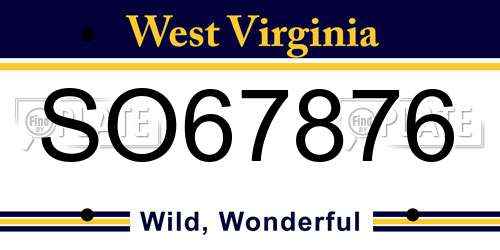 SO67876 West Virginia License Plate